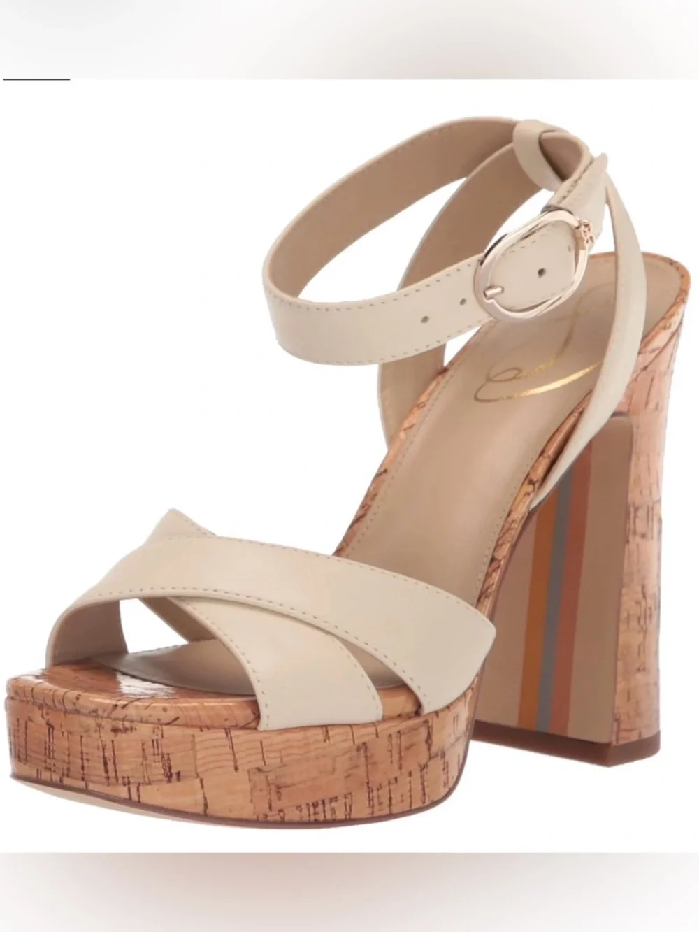 🔻Sam Edelman Kayna Cork Platform Ankle-Strap Heels | Sz. 6M | Ivory (NWB) - Picture 2 of 7